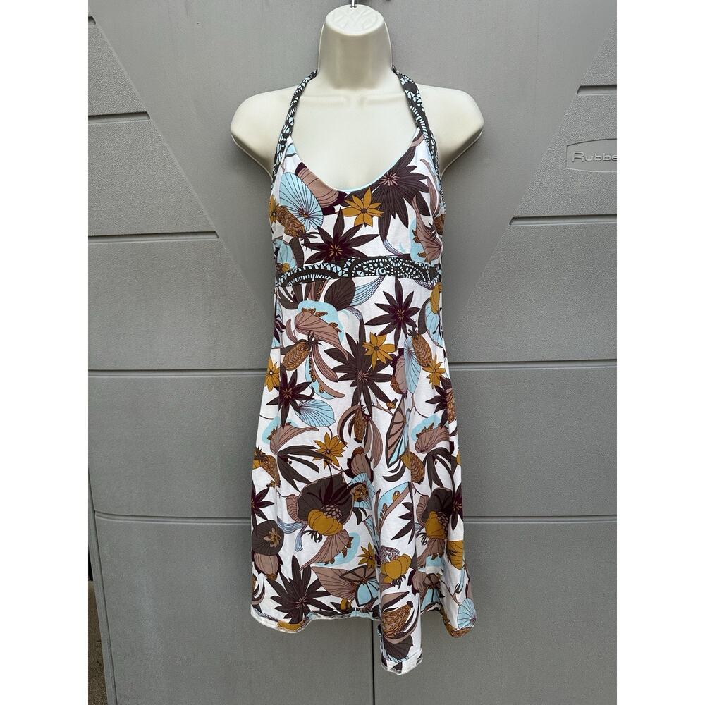 Patagonia Iliana Halter Dress Athletic Beach Resort Floral shelf bra Sz M - Picture 4 of 10